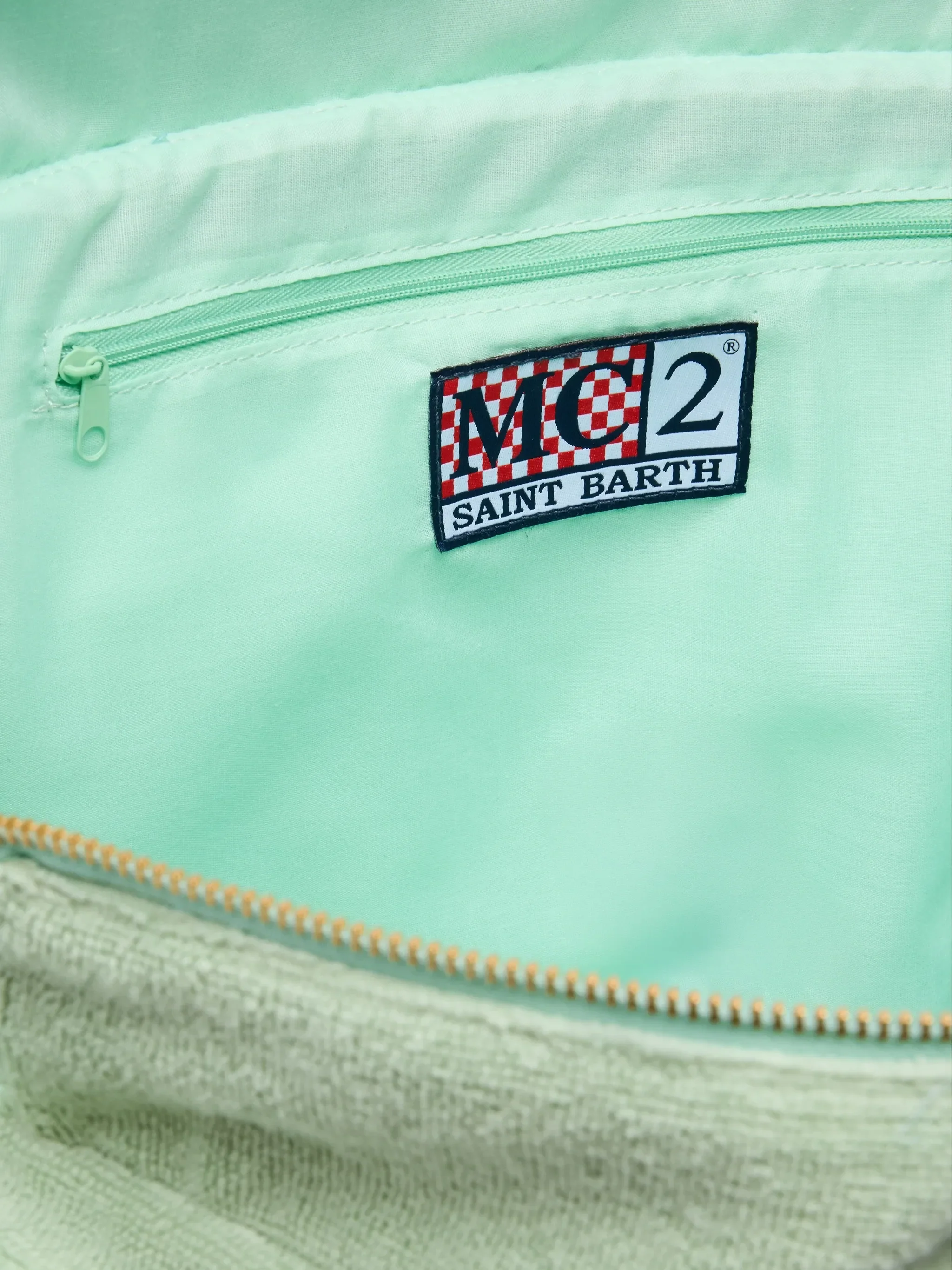 Vanity Terry sage green tote bag with embossed logo - Image 4