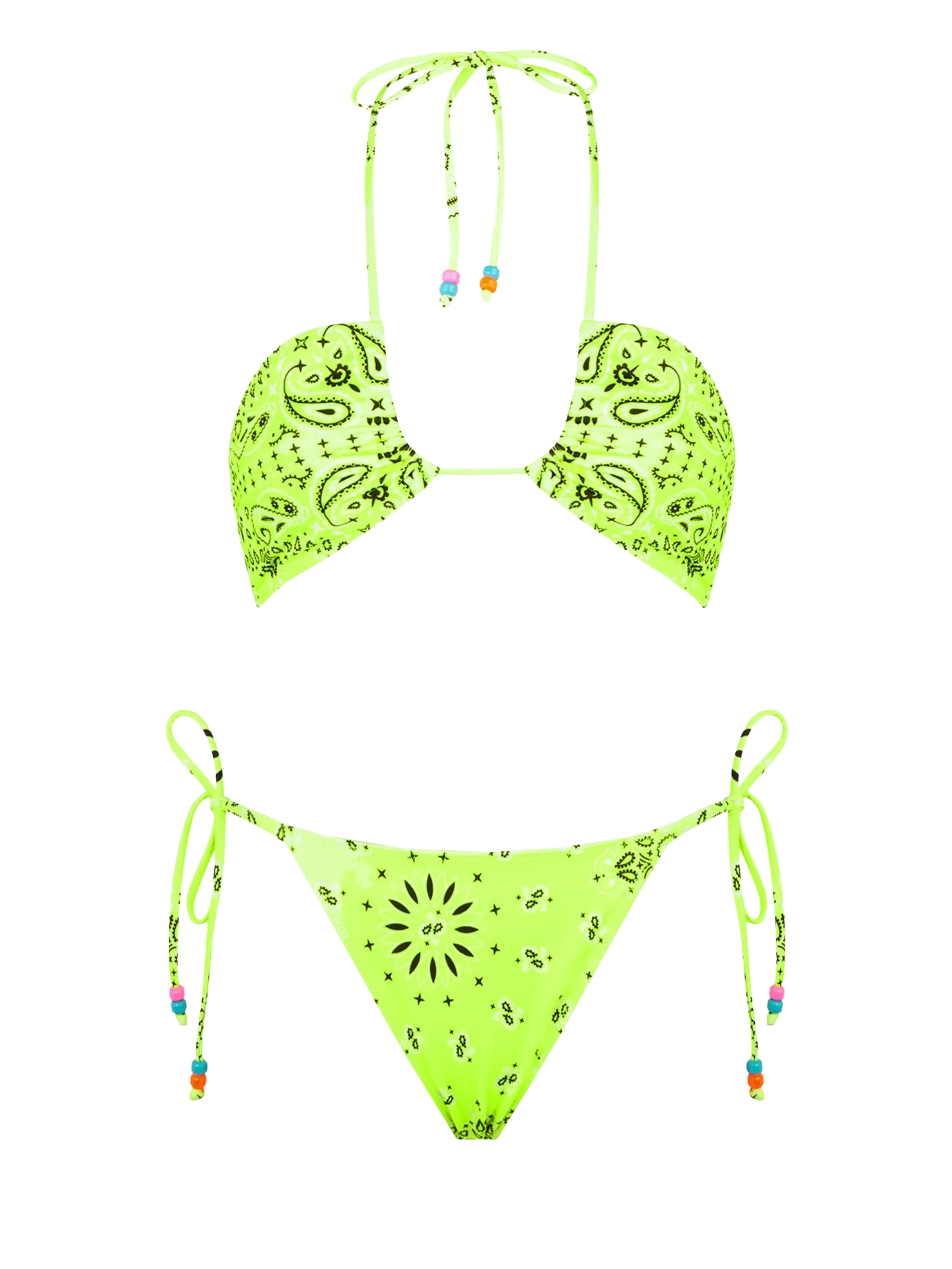 Dahlia Marielle yellow bandana bandeau bikini with charms