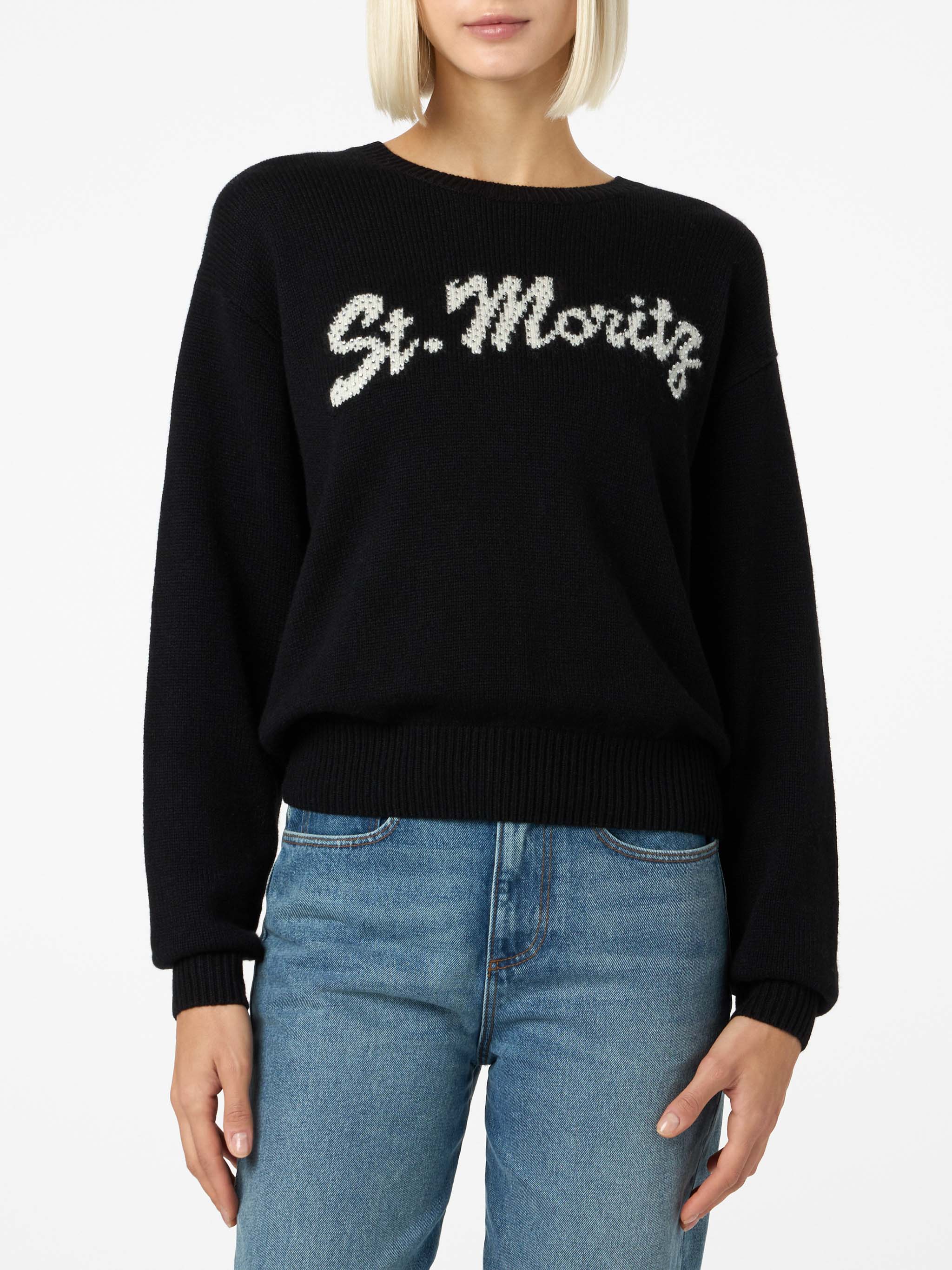 Louise black sweater with St. Moritz rhinestones | Special Edition
