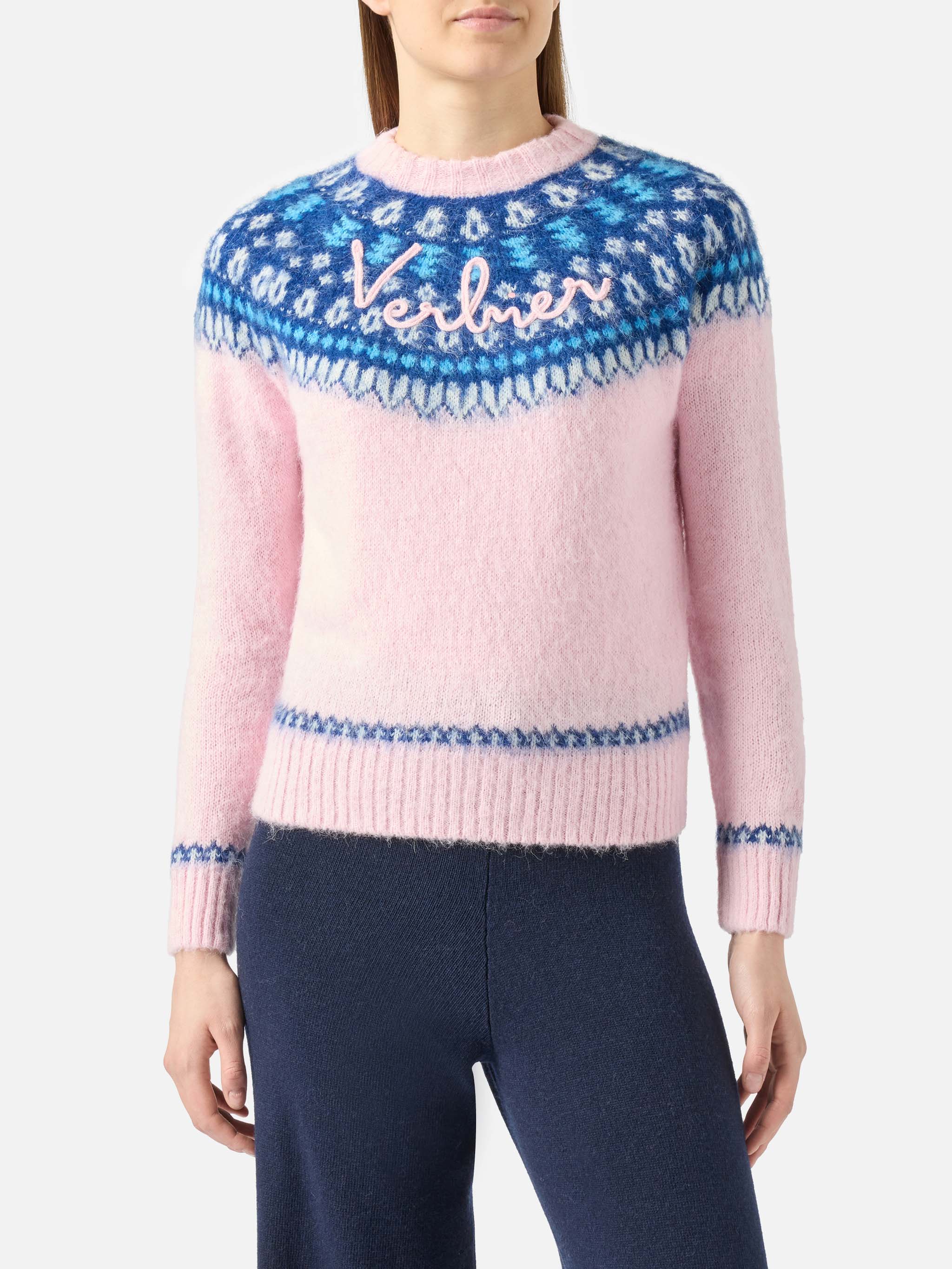 Pink New Queen Nordic Soft sweater with jacquard pattern