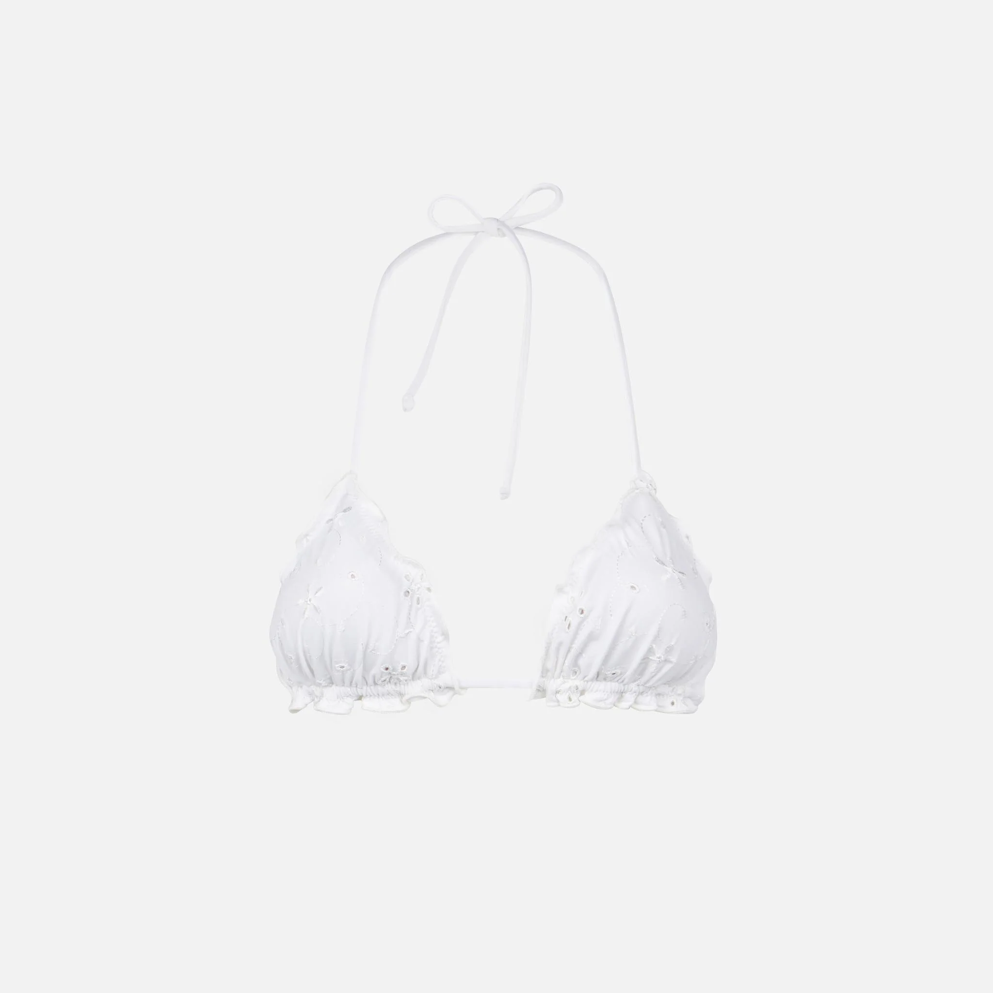 Woman white sangallo triangle top swimsuit
