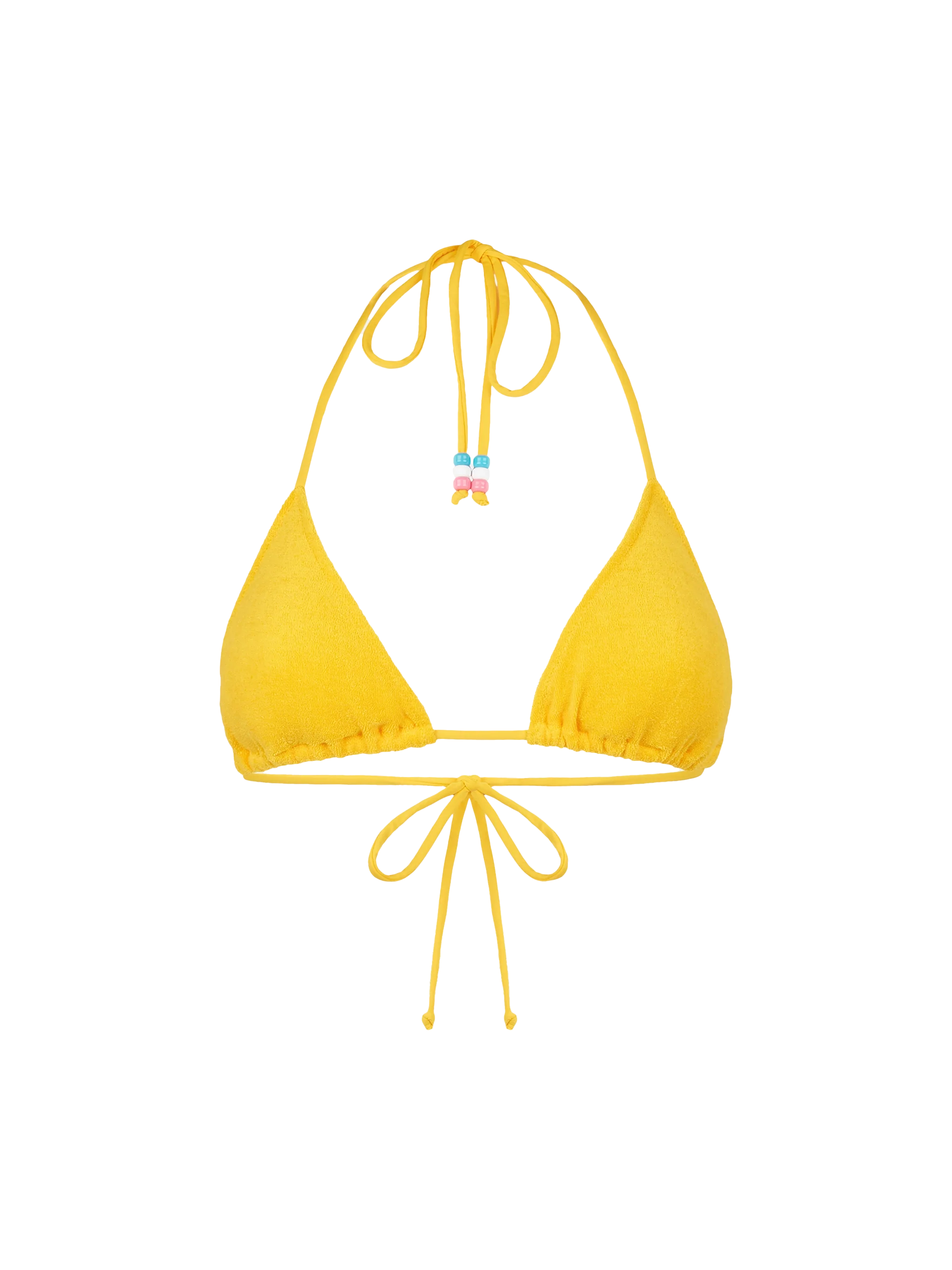 Yellow Leah terry triangle bikini top with charms