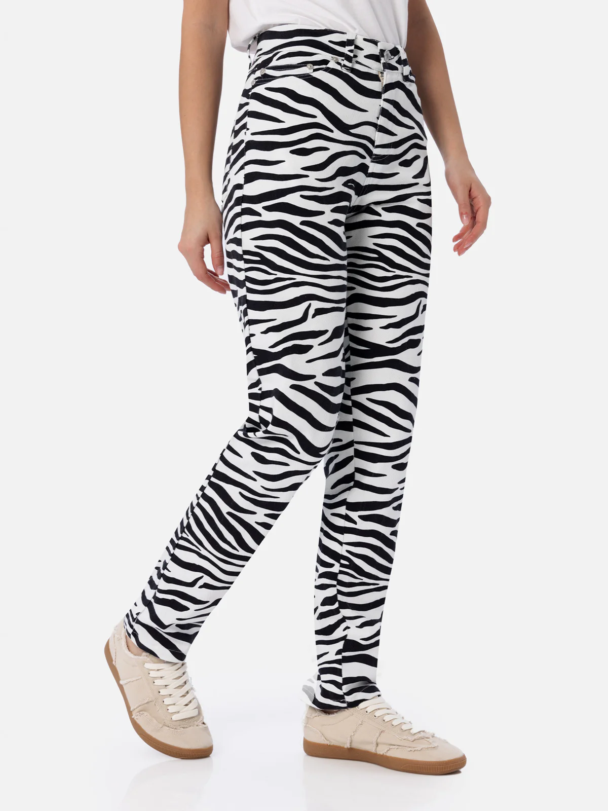 Belleville zebra print denim pants