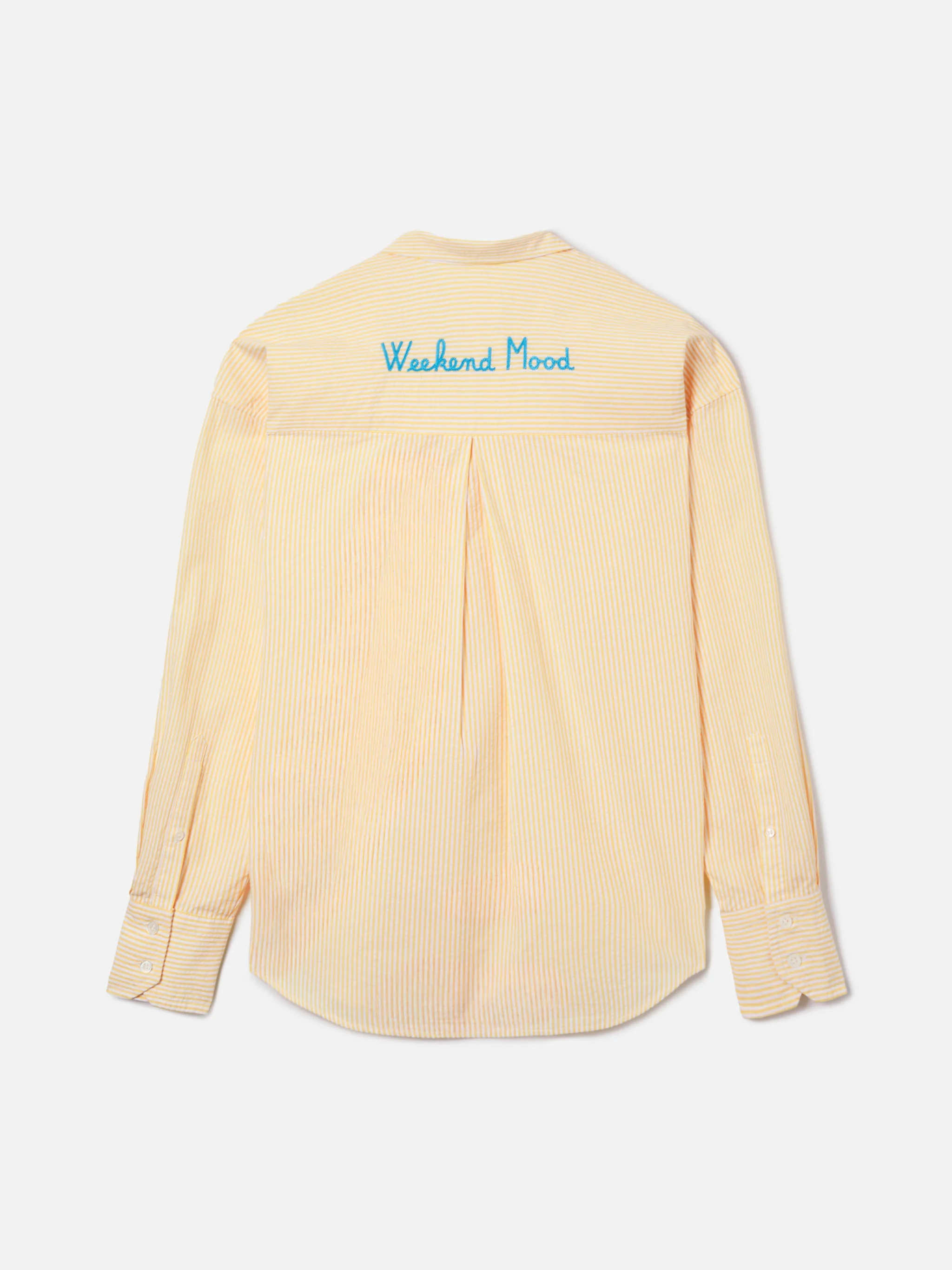 Yellow striped seersucker Cristal shirt with Weekend Mood embroidery - Image 4